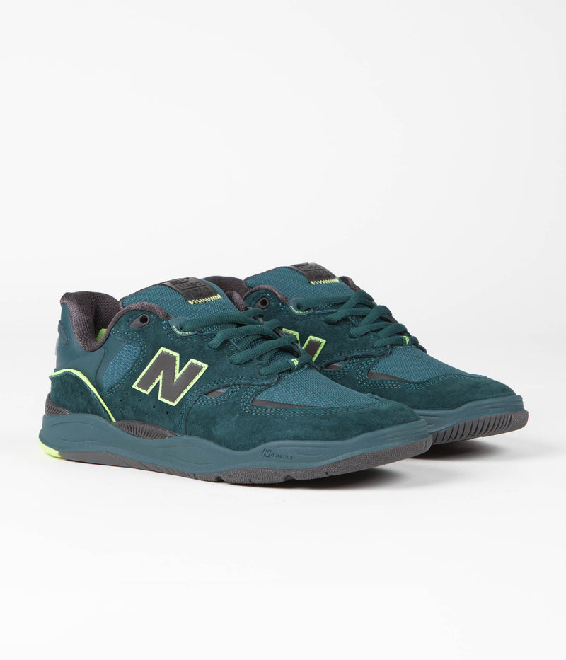 New Balance Numeric x Primitive 1010 Tiago Lemos Shoes in Deep Teal and Lime Green