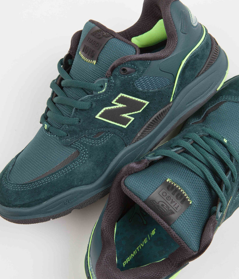 New Balance Numeric x Primitive 1010 Tiago Lemos Shoes in Deep Teal and Lime Green