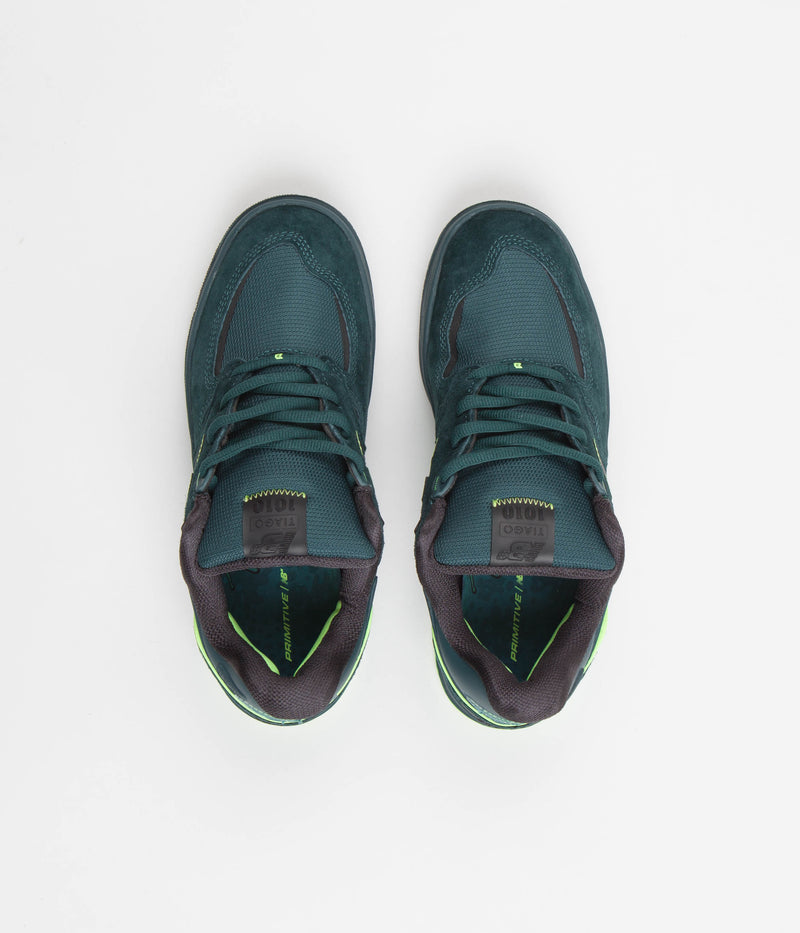 New Balance Numeric x Primitive 1010 Tiago Lemos Shoes in Deep Teal and Lime Green
