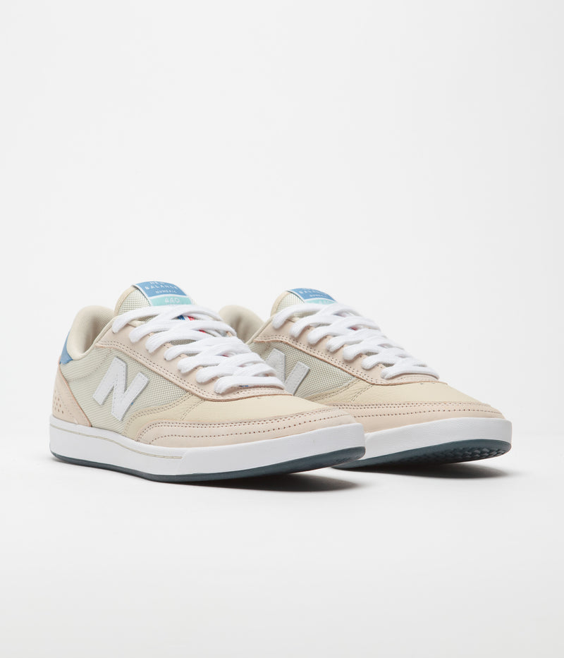 New Balance Numeric x Welcome 440 Shoes in Sea Salt and Red