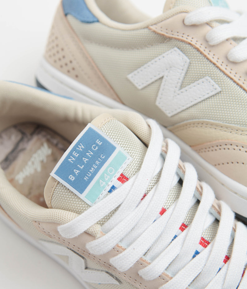 New Balance Numeric x Welcome 440 Shoes in Sea Salt and Red