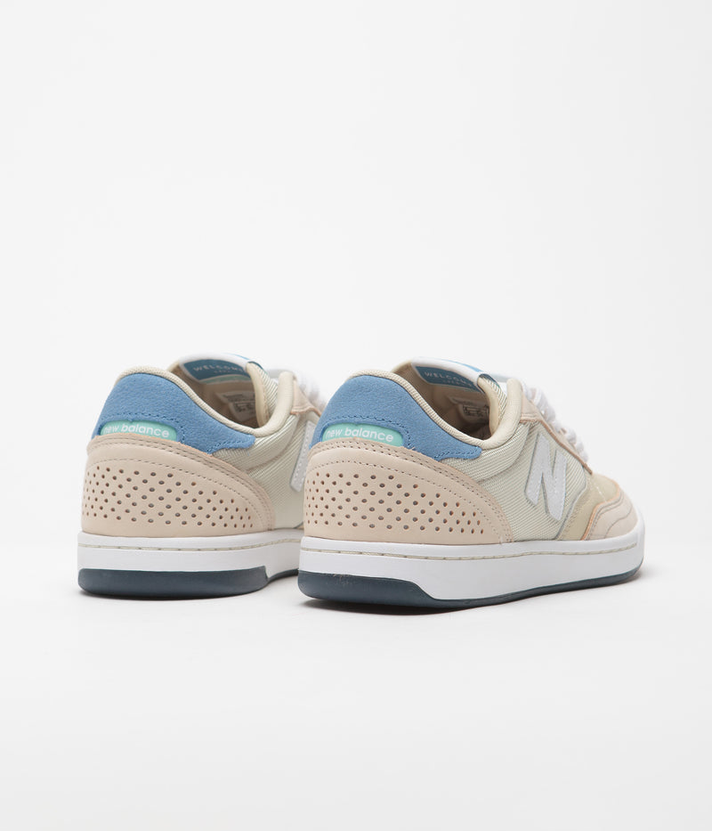 New Balance Numeric x Welcome 440 Shoes in Sea Salt and Red