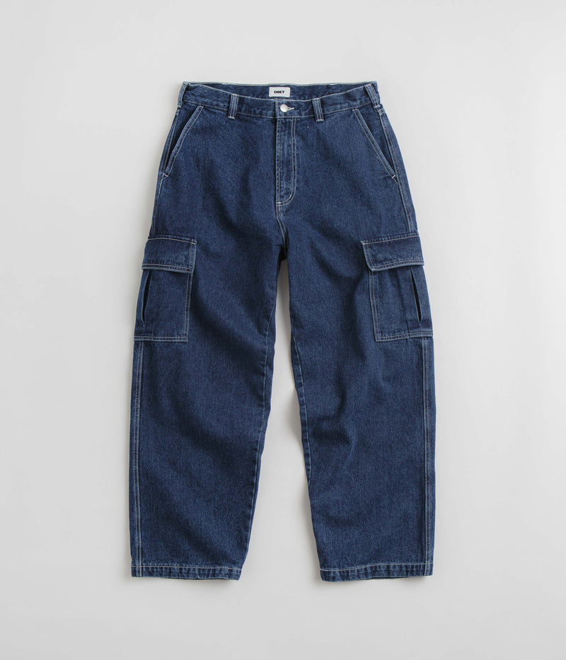 Obey Big Wig Cargo Jeans in Stone Wash