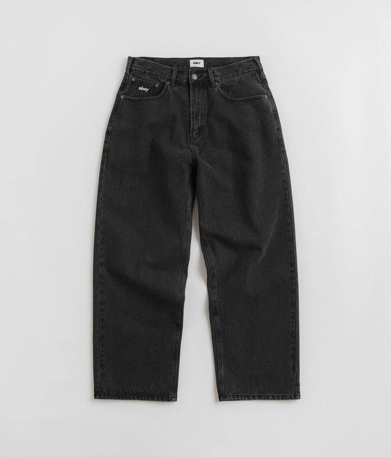 Obey Bigwig Baggy Jeans in Faded Black