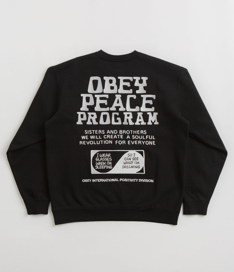 Obey Peace Program Crewneck Sweatshirt in Black