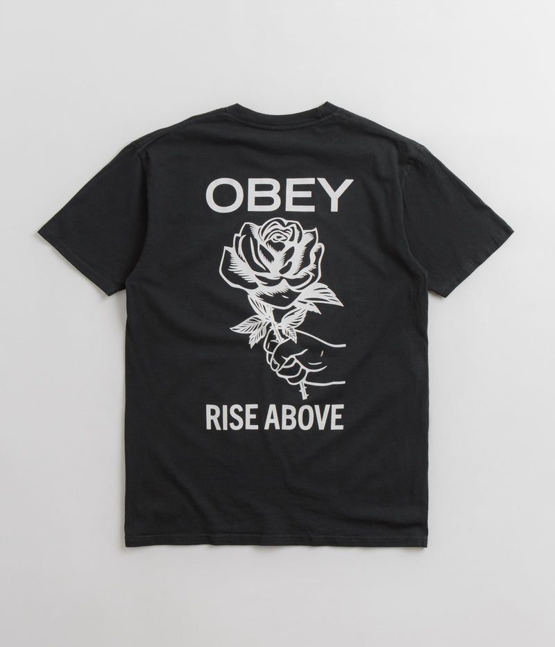 Obey Rise Above Rose T-Shirt in Pigment Vintage Black