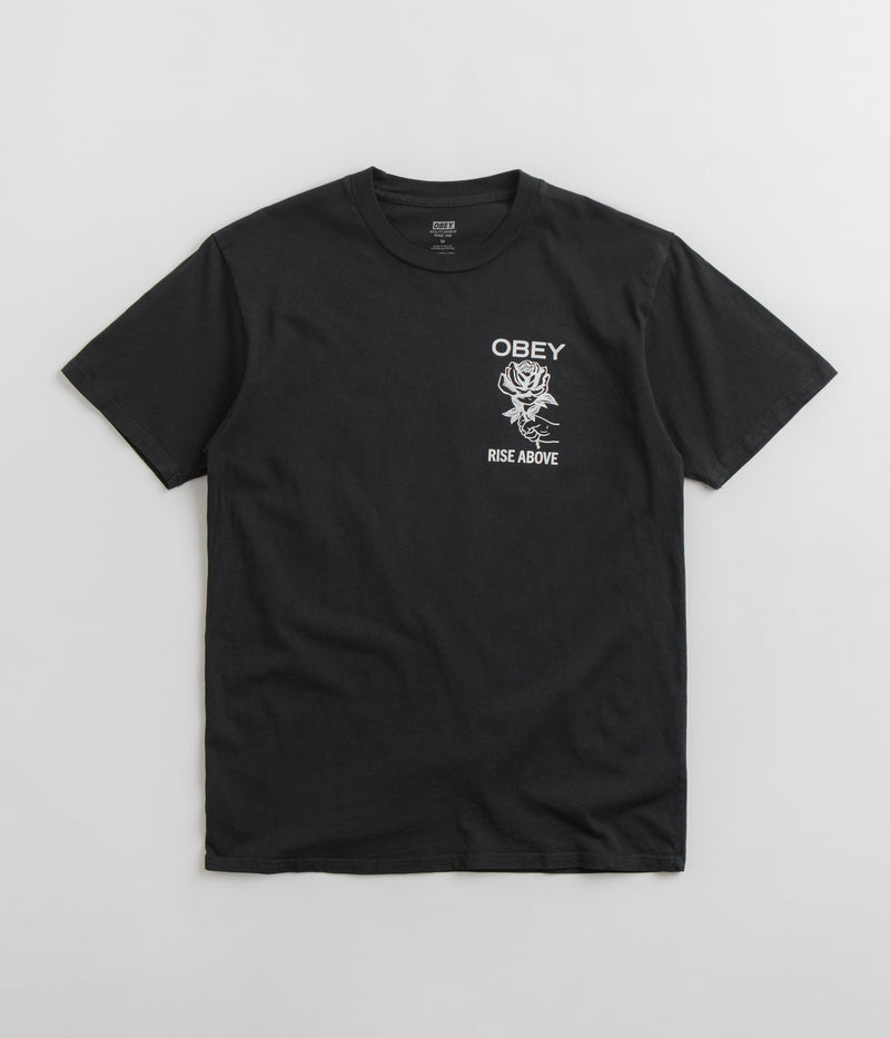 Obey Rise Above Rose T-Shirt in Pigment Vintage Black