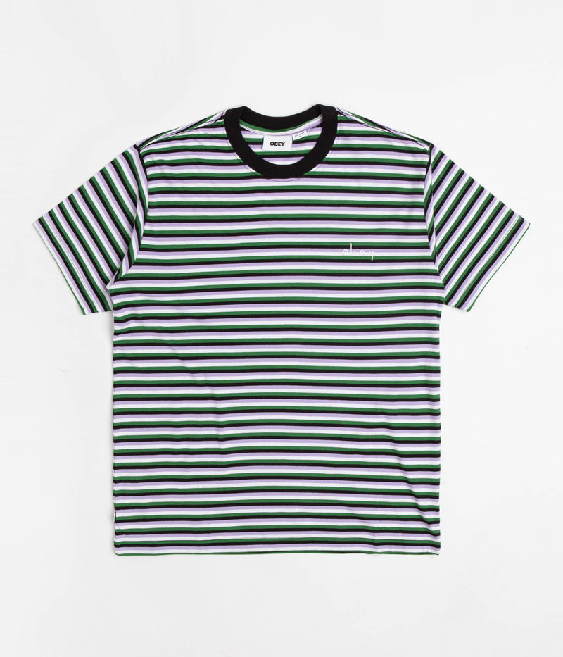 Obey Tribute Stripe T-Shirt in Black and Multi