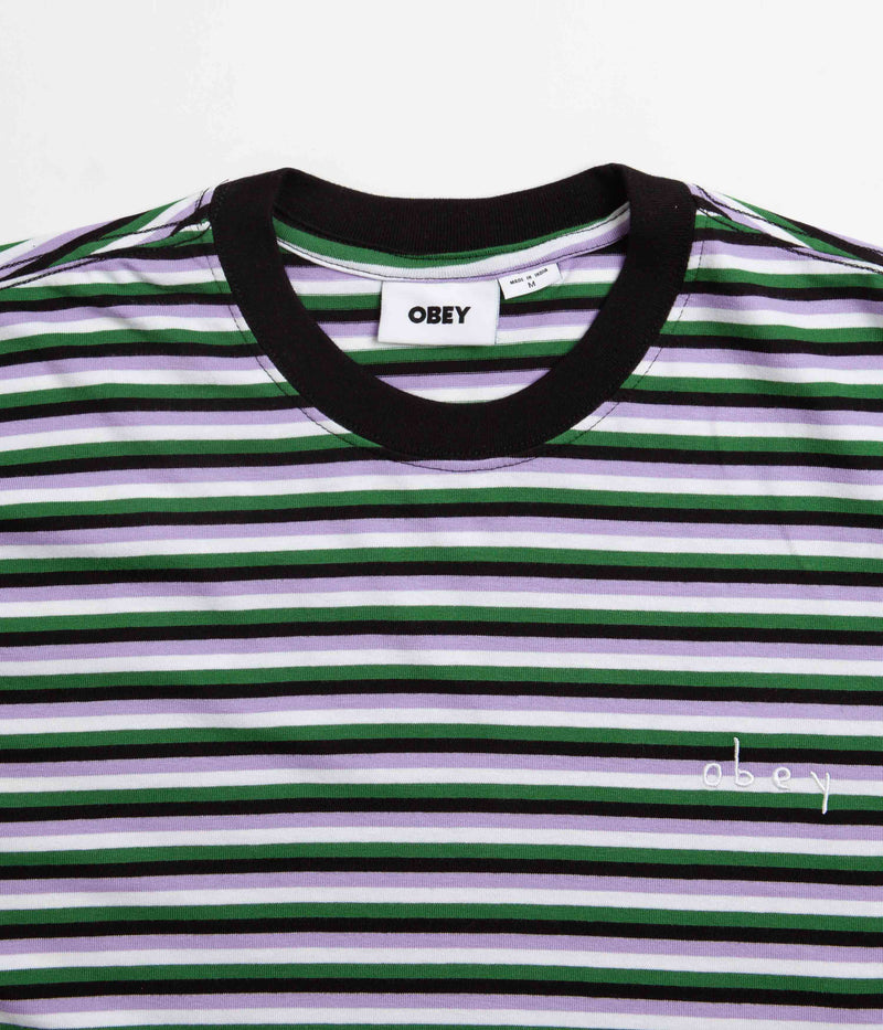 Obey Tribute Stripe T-Shirt in Black and Multi