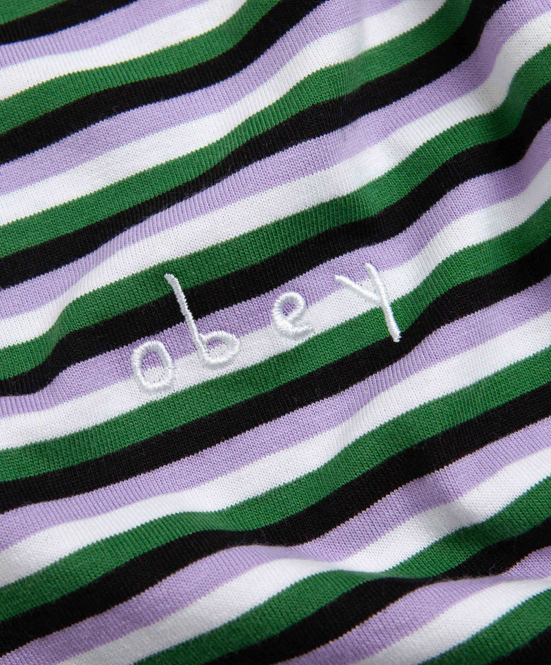Obey Tribute Stripe T-Shirt in Black and Multi