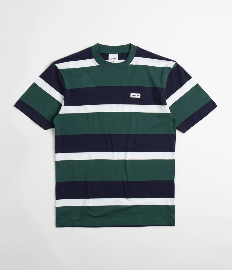 Parlez Bank Striped T-Shirt in Deep Green