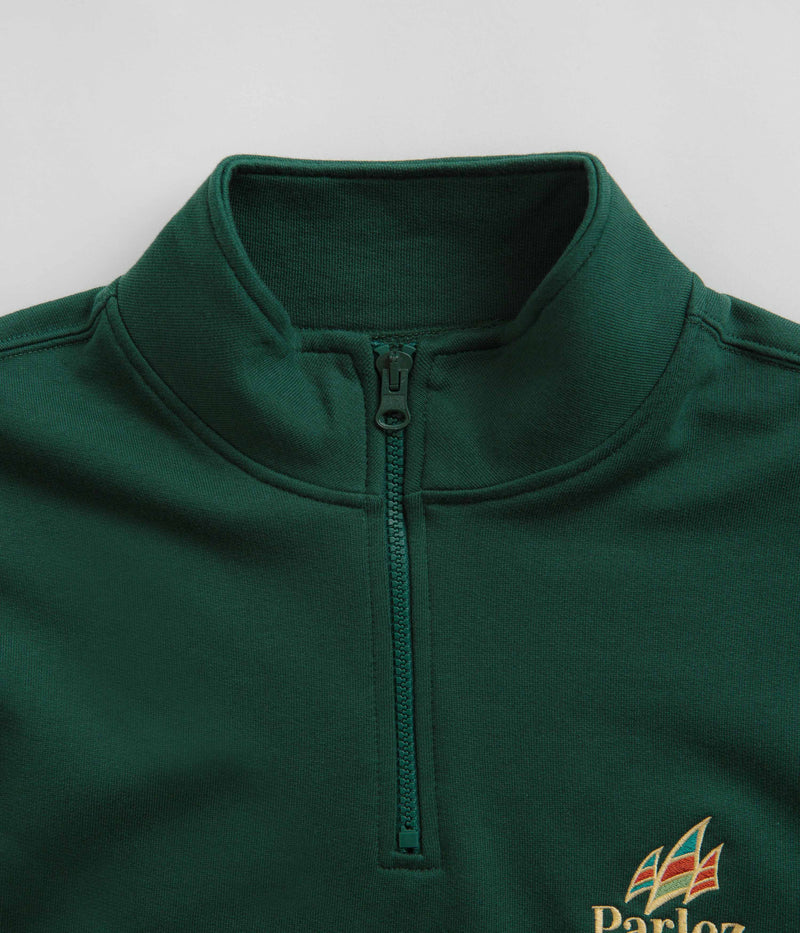 Parlez Wanstead 1/4 Zip Sweatshirt in Deep Green