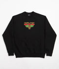 Pass Port Emblem Applique Crewneck Sweatshirt in Black