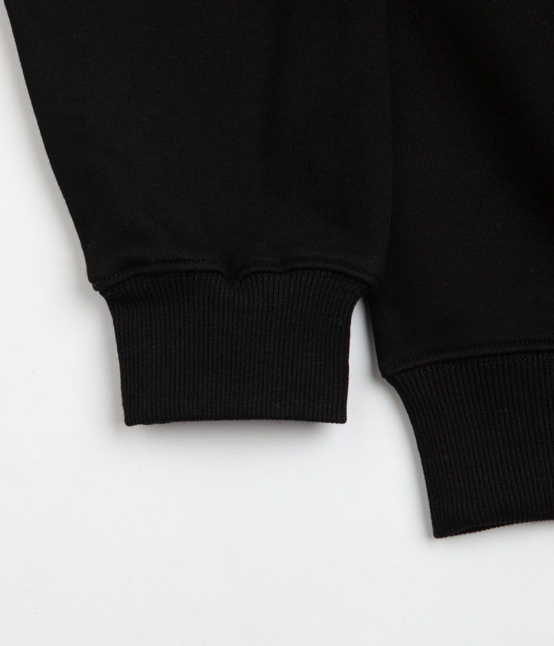 Pass Port Emblem Applique Crewneck Sweatshirt in Black