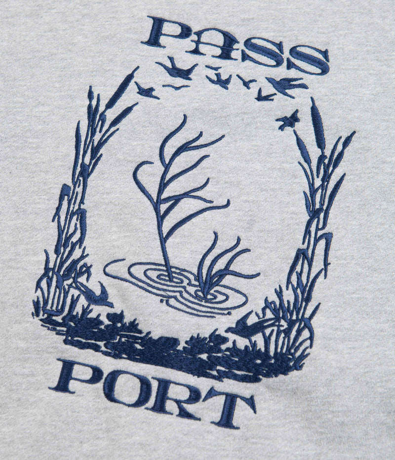 Pass Port Everglade Embroidery Crewneck Sweatshirt in Ash Heather