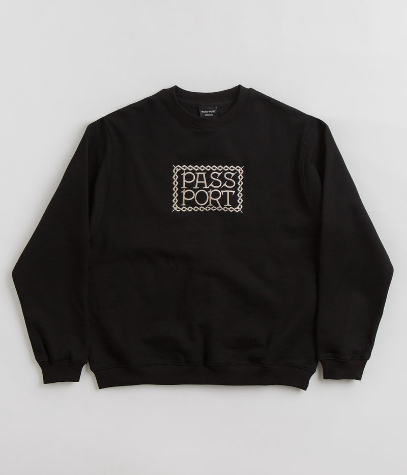 Pass Port Invasive Embroidered Crewneck Sweatshirt in Black