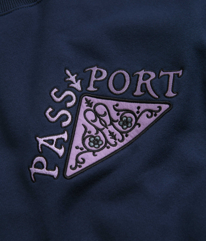 Pass Port Manuscript Crewneck Sweatshirt in Navy