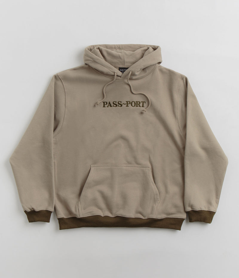 Pass Port Official Contrast Organic Hoodie in Khaki