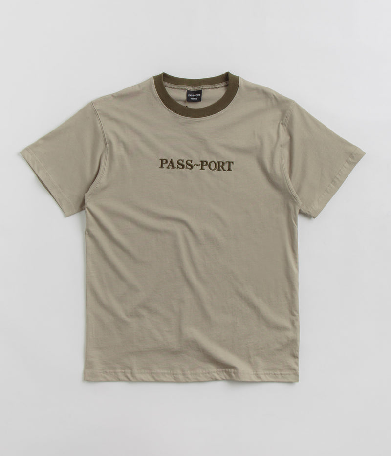 Pass Port Official Contrast Organic T-Shirt in Khaki