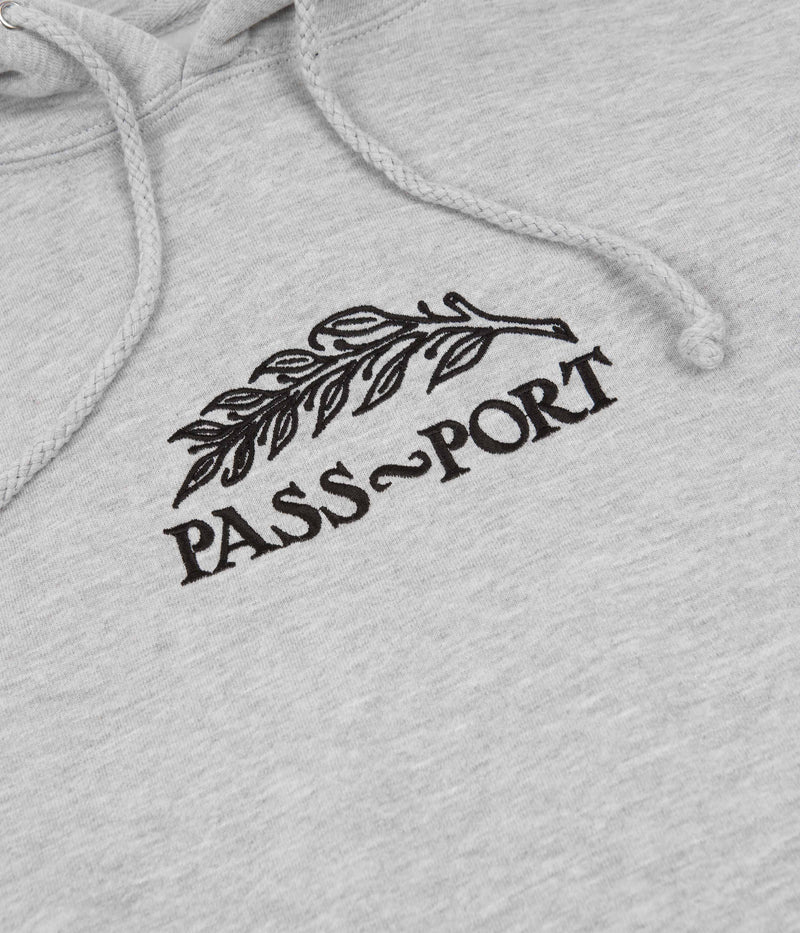 Pass Port Quill Embroidery Hoodie in Grey Heather
