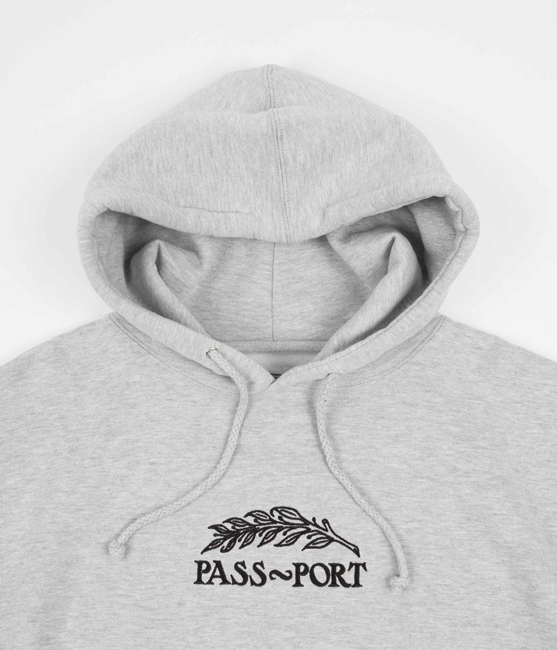 Pass Port Quill Embroidery Hoodie in Grey Heather