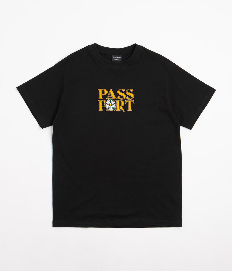 Pass Port Rosa Embroidery T-Shirt in Black