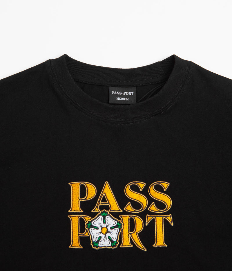 Pass Port Rosa Embroidery T-Shirt in Black