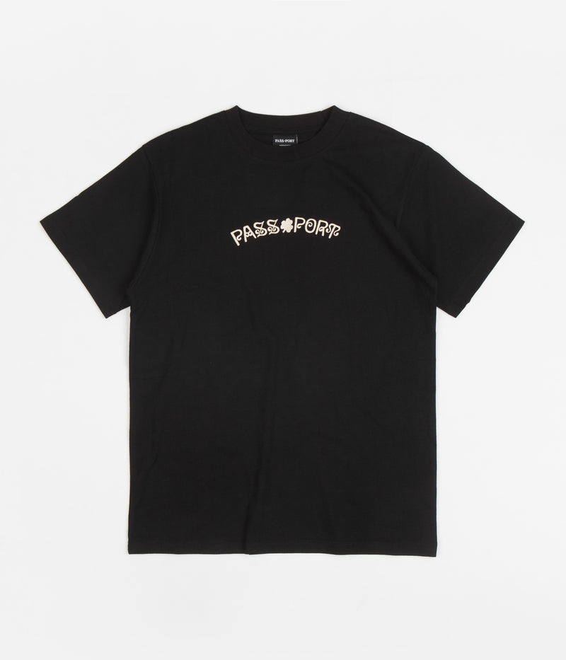 Pass Port Sham Embroidery T-Shirt in Black