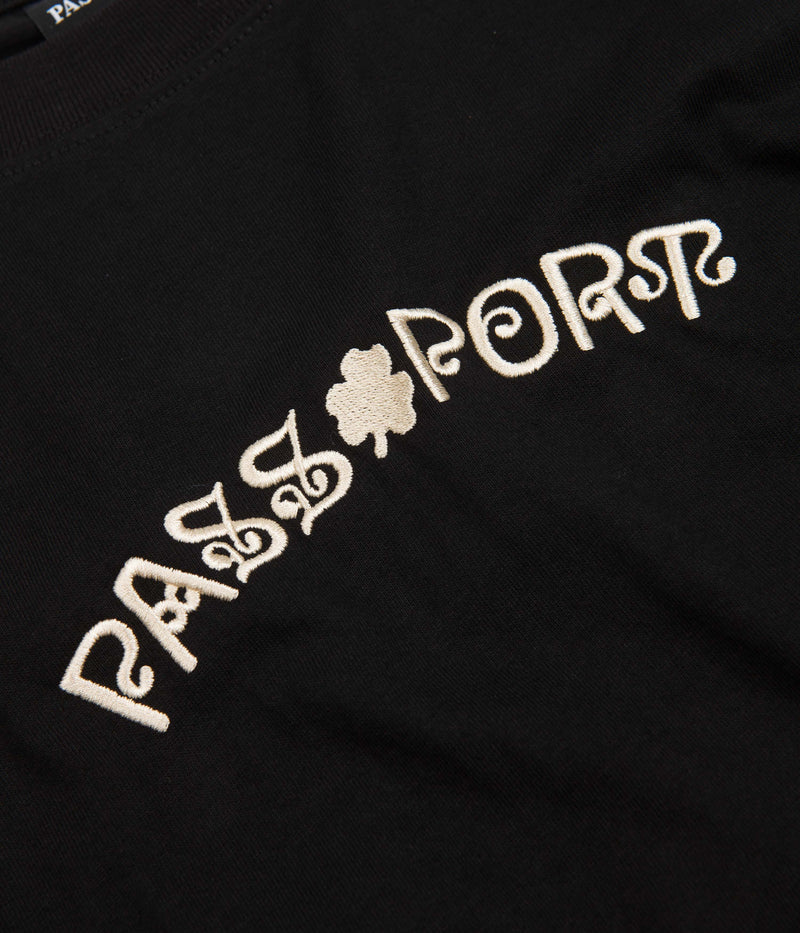 Pass Port Sham Embroidery T-Shirt in Black