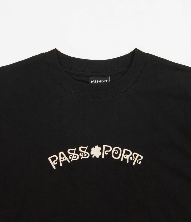 Pass Port Sham Embroidery T-Shirt in Black