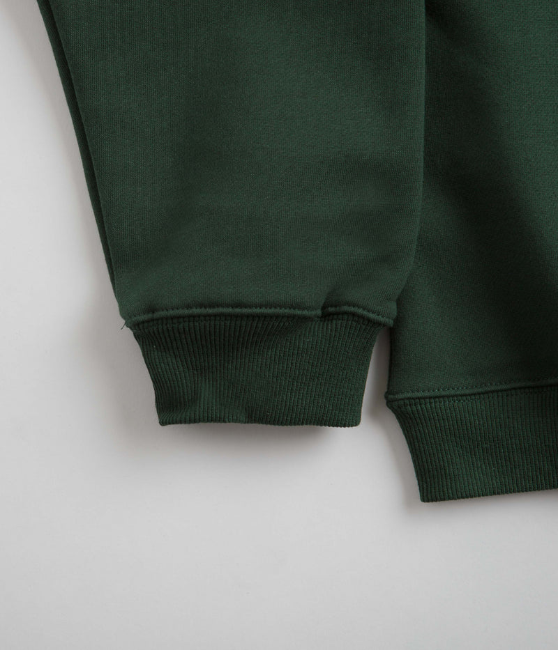 Pass Port Sunken Logo Embroidery Hoodie in Forest Green