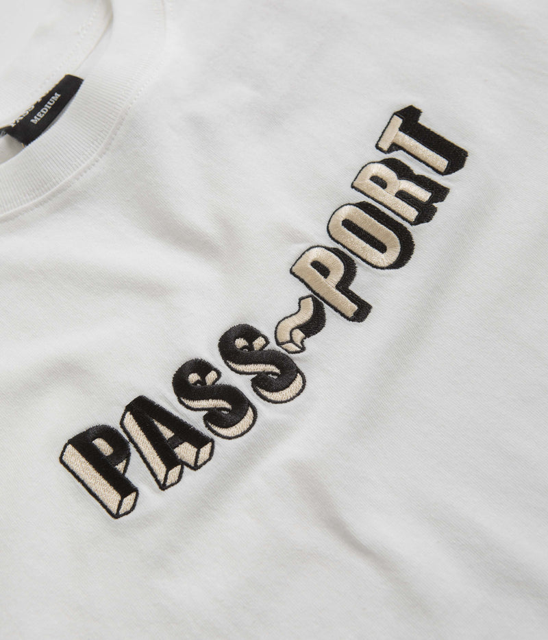 Pass Port Sunken Logo Embroidery T-Shirt in White