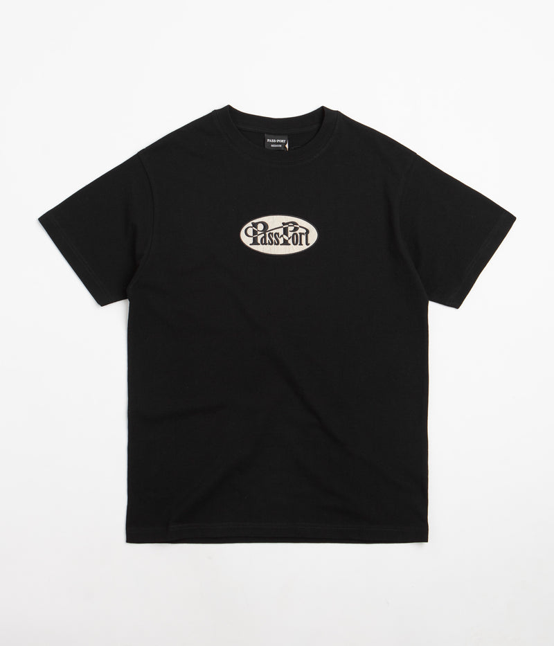 Pass Port Whip Embroidery T-Shirt in Black