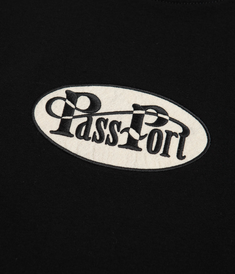 Pass Port Whip Embroidery T-Shirt in Black