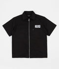 Pass Port Workers Zip-Up Short Sleeve Shirt in Black