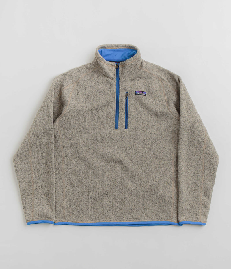 Patagonia Better Sweater 1/4 Zip Sweatshirt in Oar Tan and Vessel Blue
