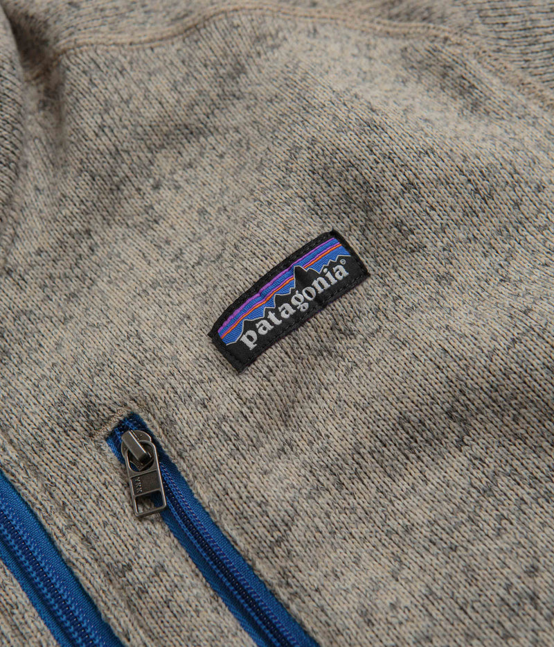 Patagonia Better Sweater 1/4 Zip Sweatshirt in Oar Tan and Vessel Blue