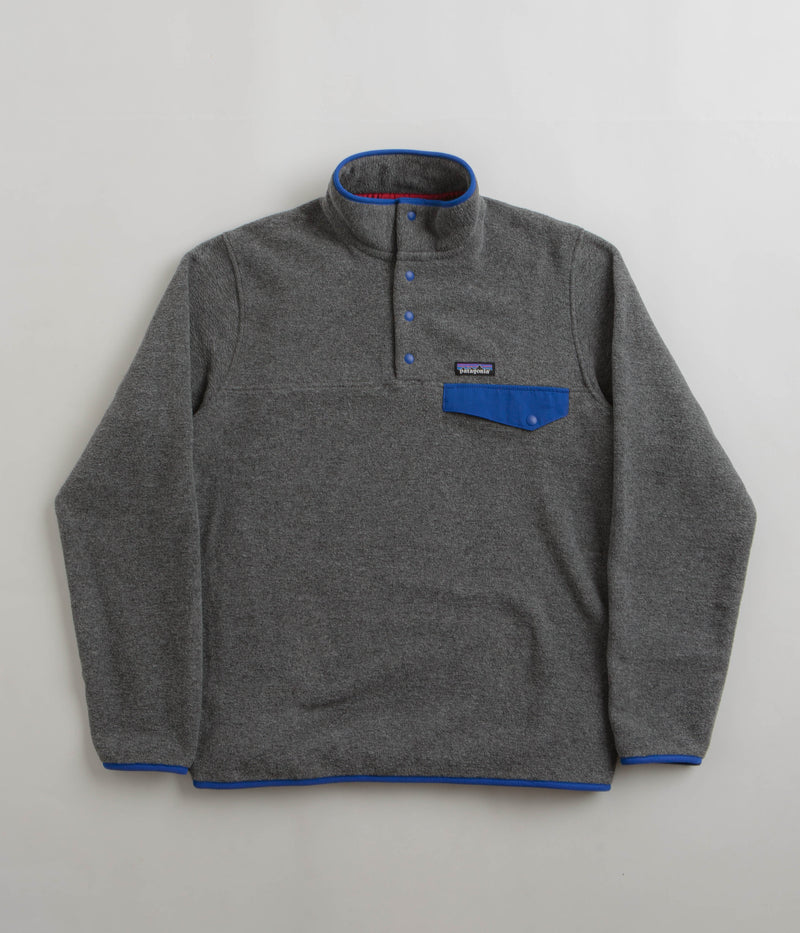 Patagonia Lightweight Synchilla Snap-T Fleece in Nickel and Passage Blue