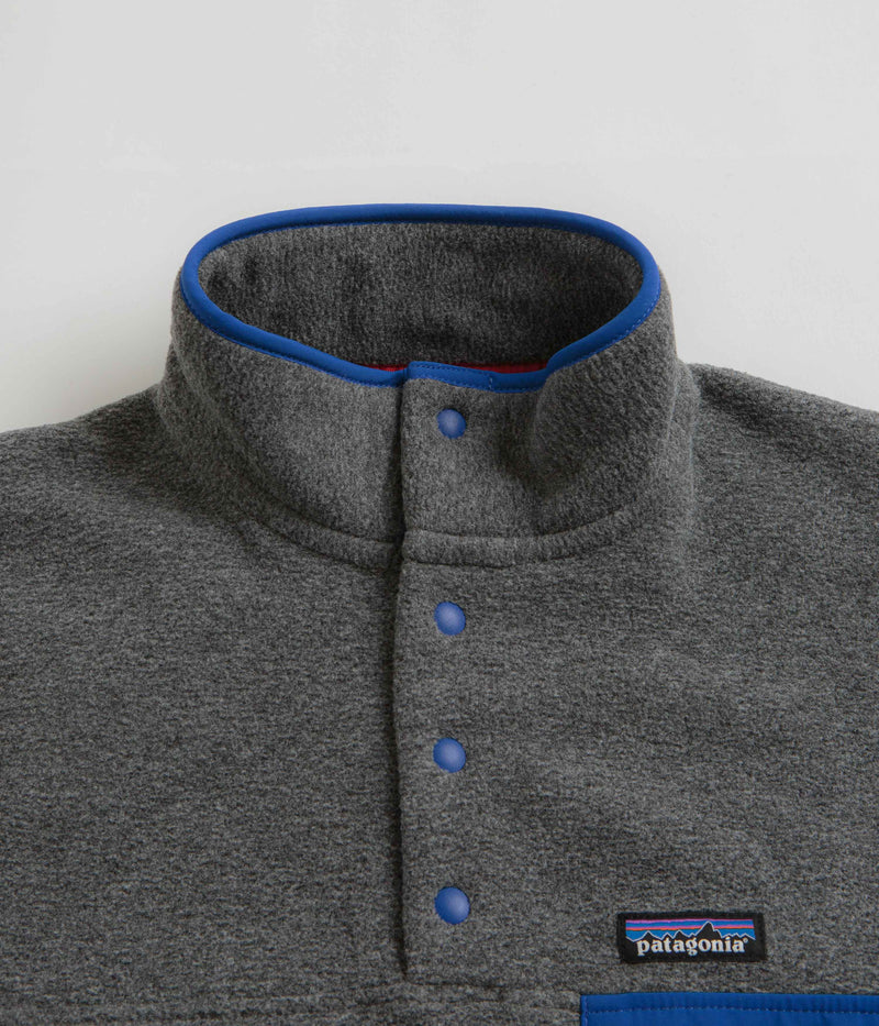 Patagonia Lightweight Synchilla Snap-T Fleece in Nickel and Passage Blue