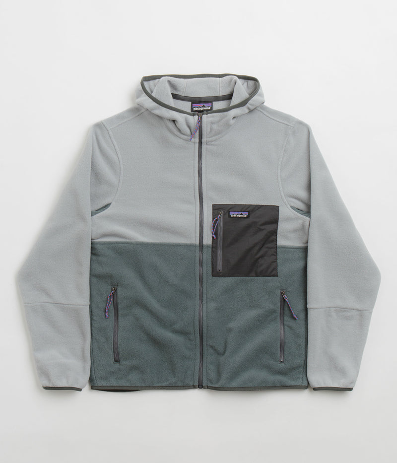 Patagonia Microdini Hoodie in Nouveau Green and Salt Grey