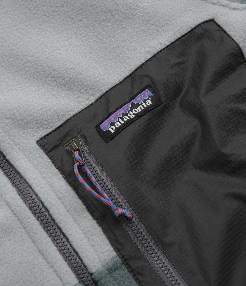Patagonia Microdini Hoodie in Nouveau Green and Salt Grey