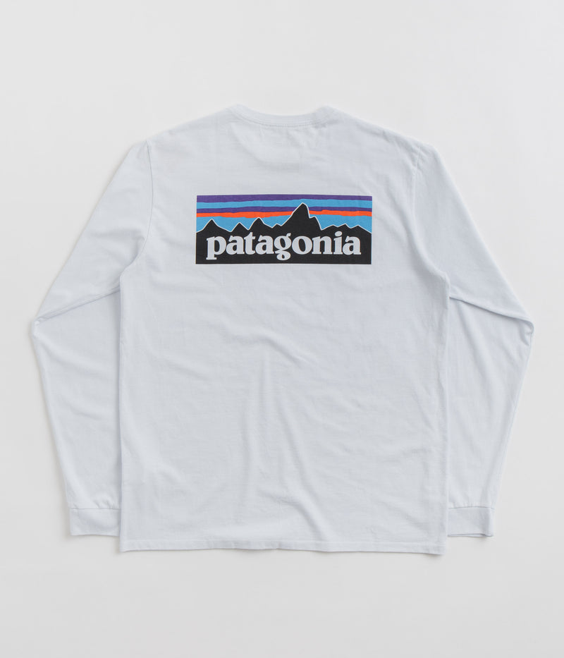 Patagonia P-6 Logo Responsibili-Tee Long Sleeve T-Shirt in White