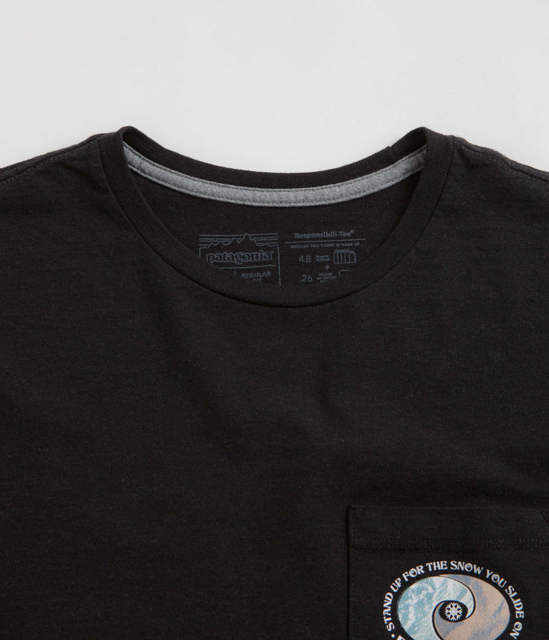 Patagonia Snowstitcher Pocket Responsibili-Tee Long Sleeve T-Shirt in Ink Black