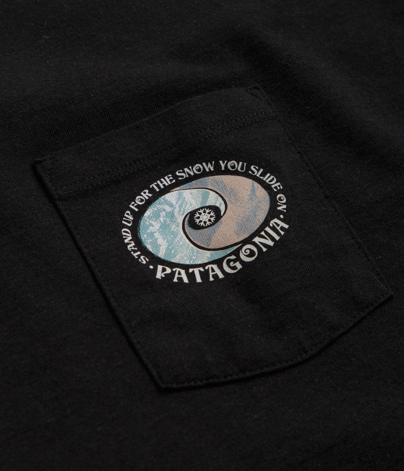 Patagonia Snowstitcher Pocket Responsibili-Tee Long Sleeve T-Shirt in Ink Black