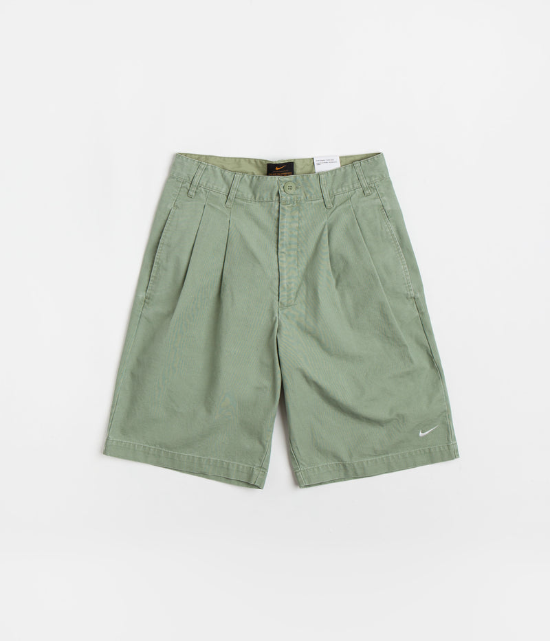 Nike Pleated Chino Shorts in Oil Green and White