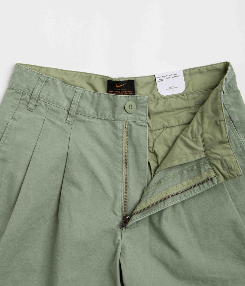 Nike Pleated Chino Shorts in Oil Green and White