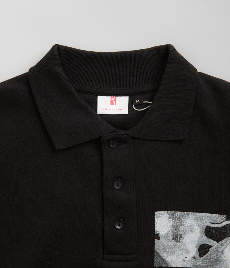 Poetic Collective Fluid Heavy Polo Crewneck Sweatshirt in Black