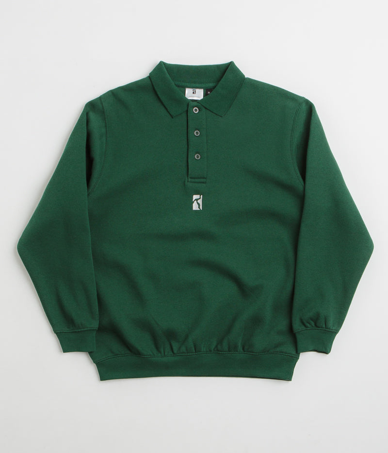 Poetic Collective Heavy Polo Sweatshirt in Bottle Green