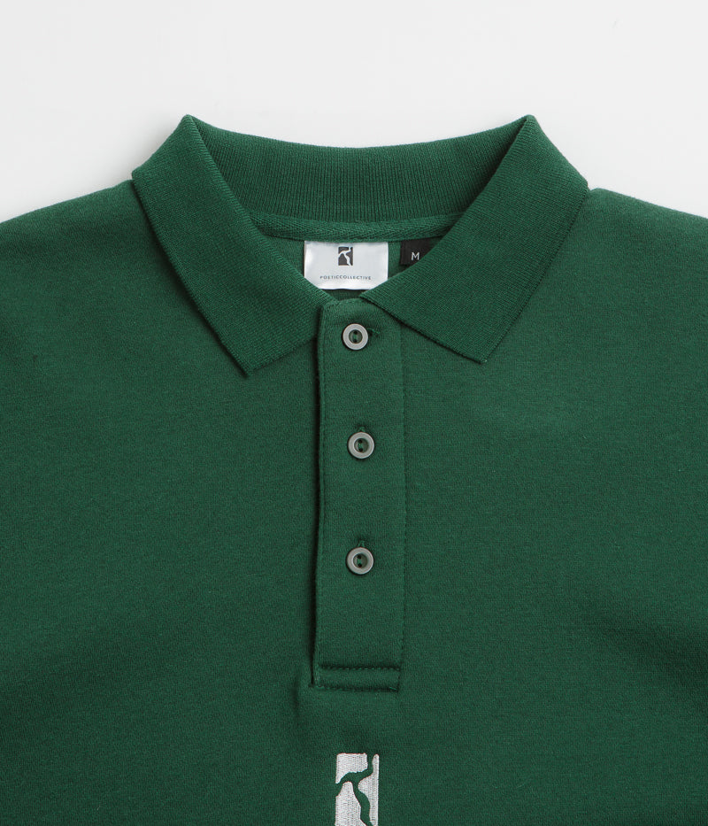 Poetic Collective Heavy Polo Sweatshirt in Bottle Green