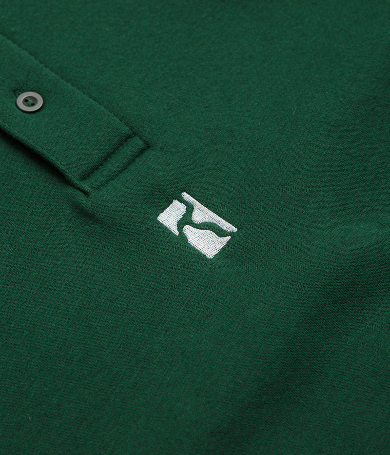 Poetic Collective Heavy Polo Sweatshirt in Bottle Green